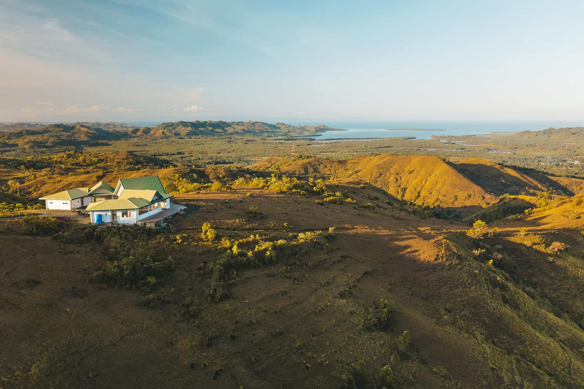 Rustic viewpoint facility nestled atop the crest of Kankoka Hills